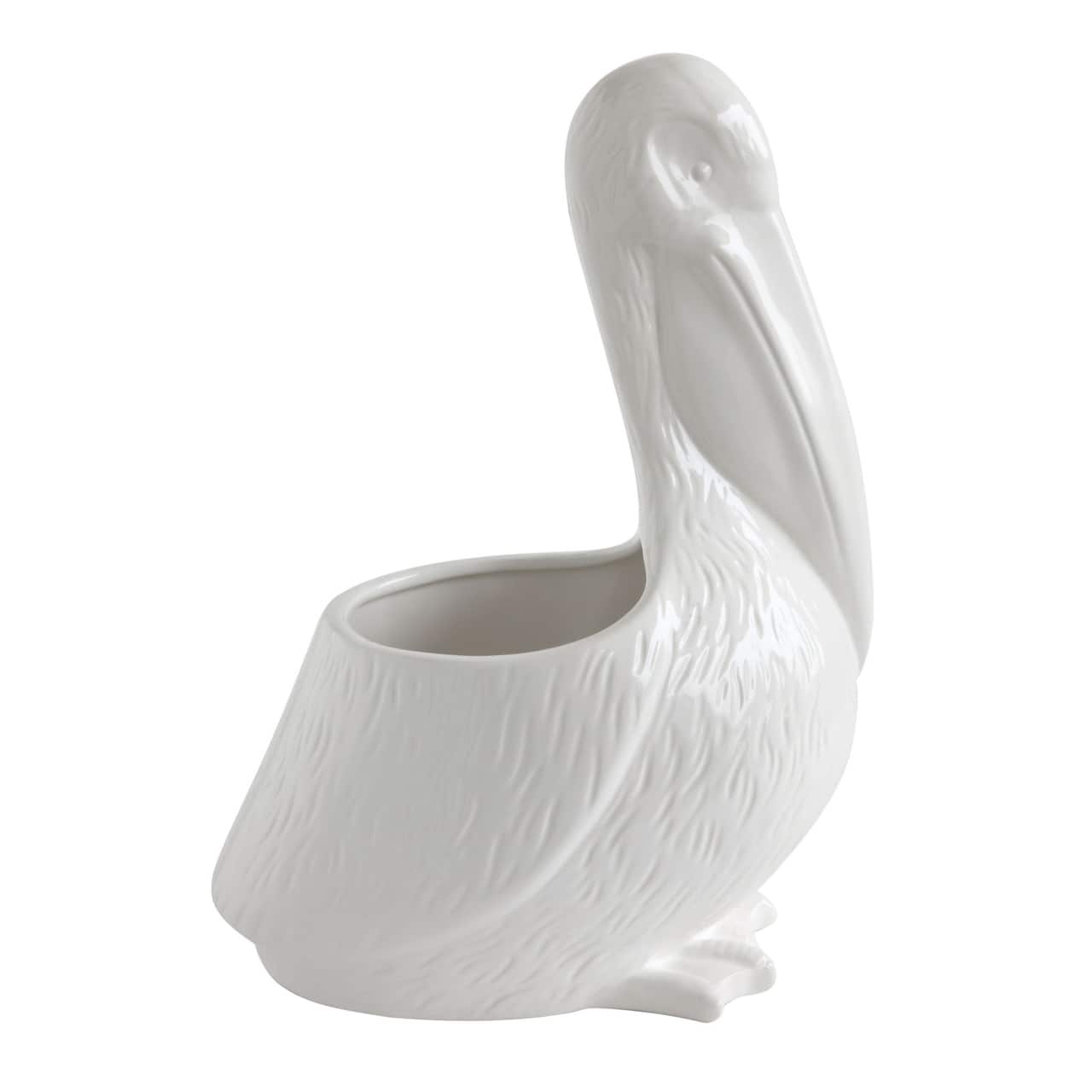 Hello Honey® 13.5" White Pelican Ceramic Planter